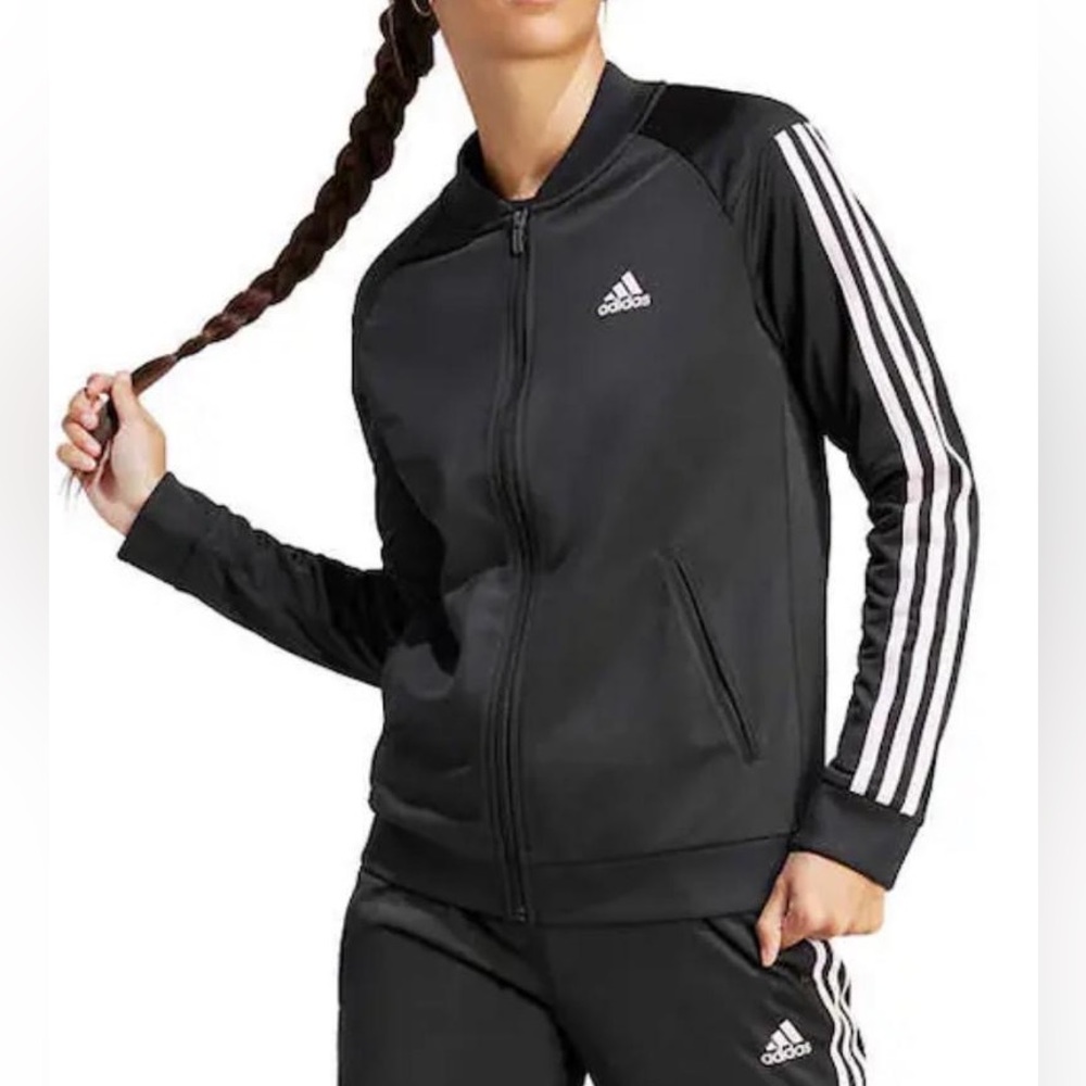 adidas Ladies Tricot Full Zip Jacket Black/Pink